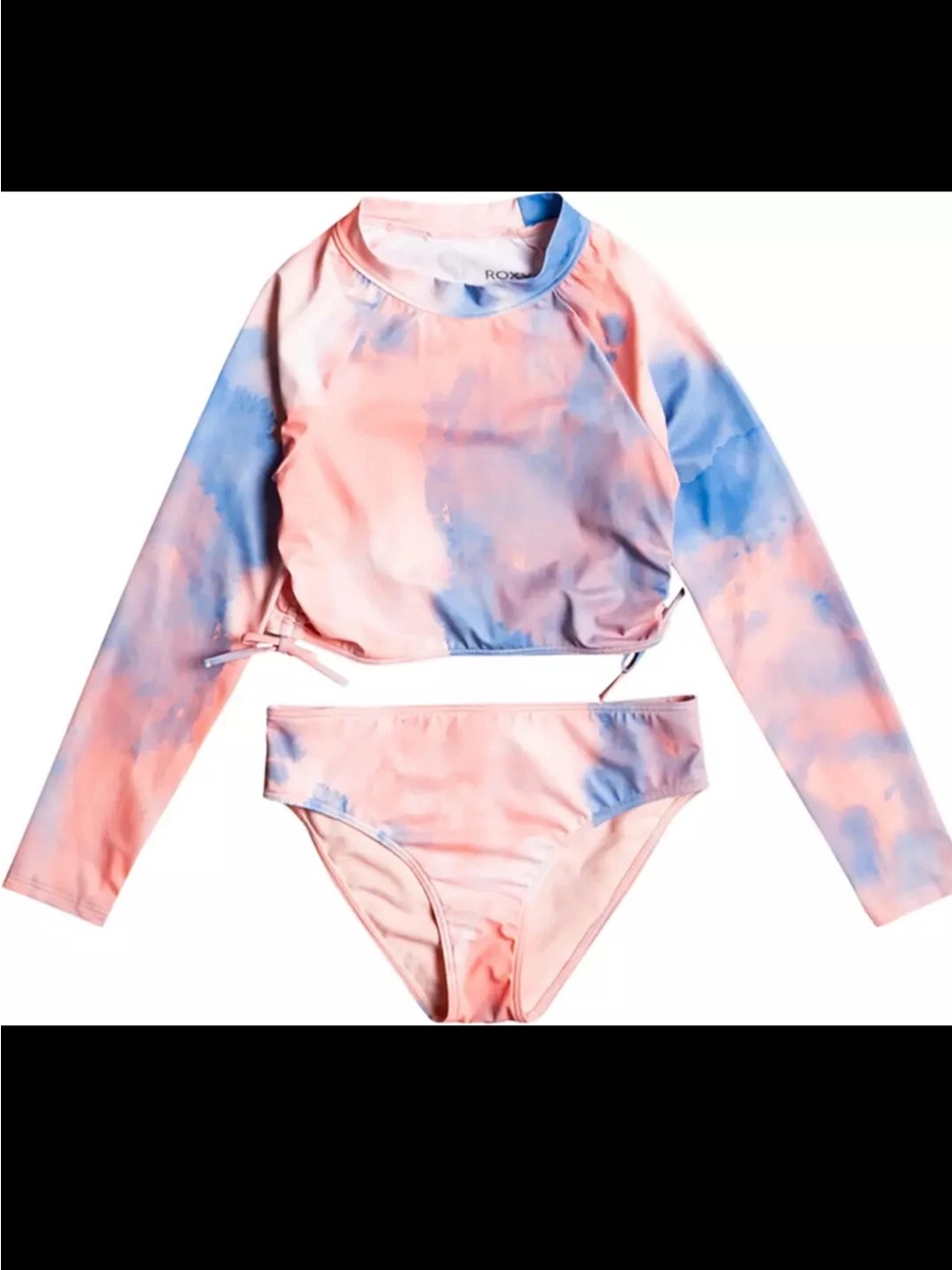 Roxy Girls Malibu Story Long Sleeve 2 Pc Rash Guard Tankini Swimsuit size 16/XXL